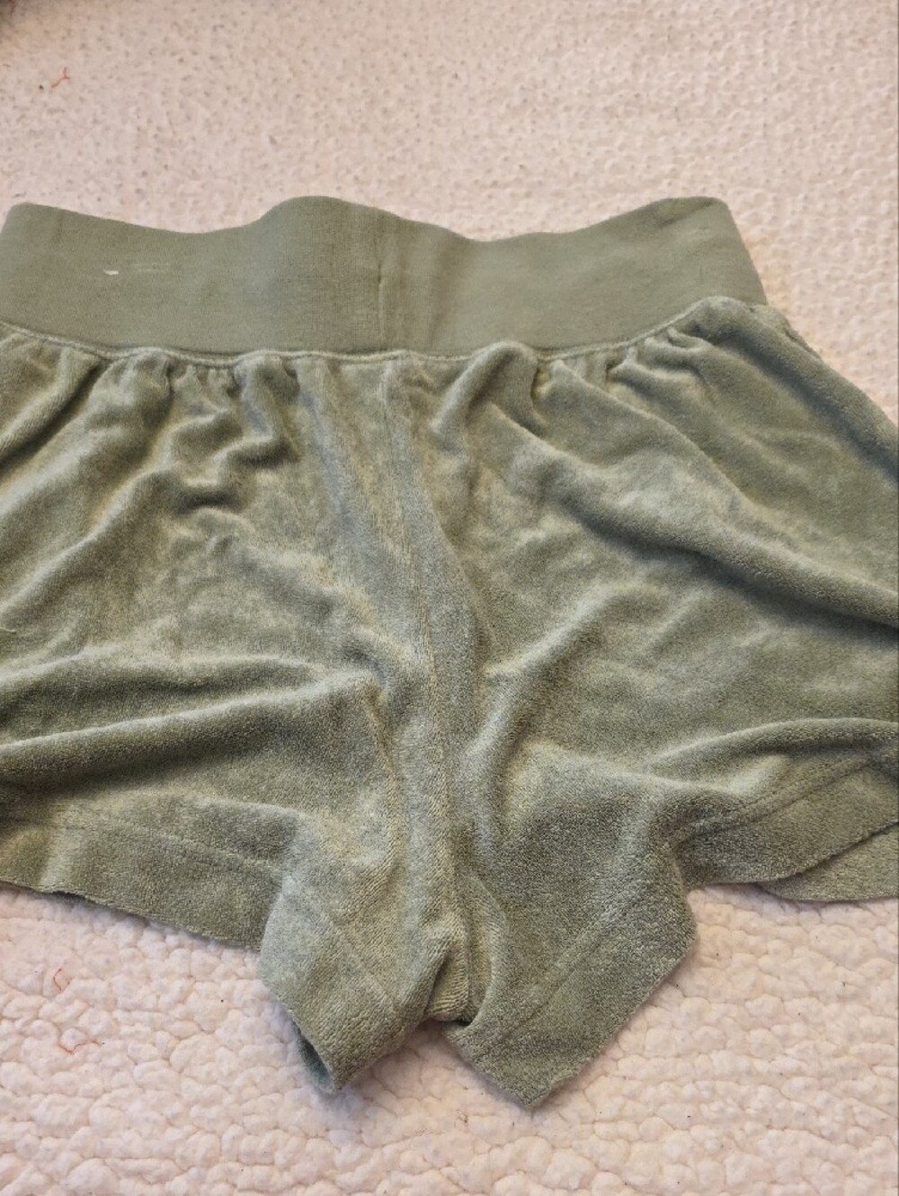 Nike Olive Terry Drawstring Women's Athletic Shorts - Picture 3 of 4
